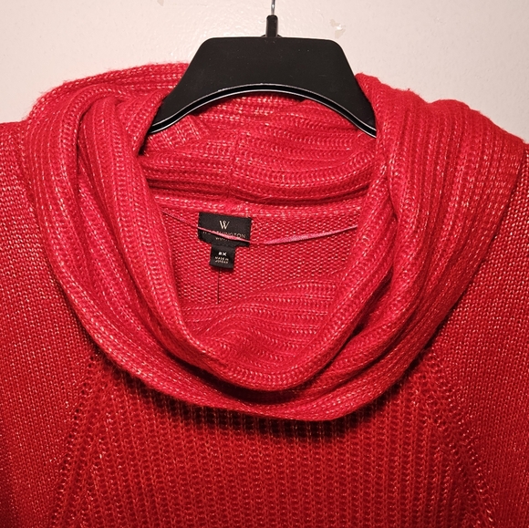 JCP Cherry Red w Gold Specks Cowl Neck Sweater 2X - Picture 7 of 10
